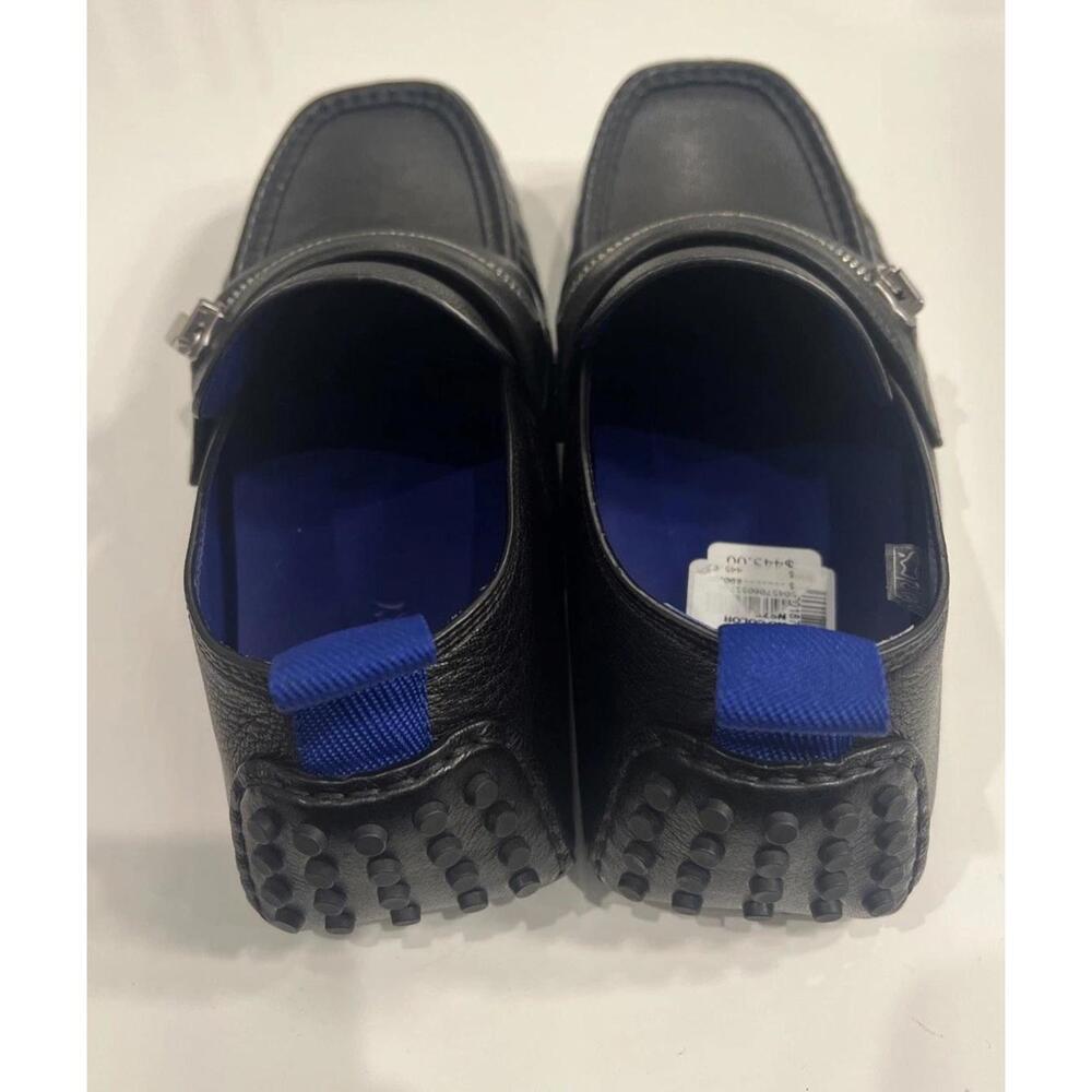 $890 Burberry Motor Low Leather Loafers Men's 44 Black B-Cut Zip Slip On - Picture 5 of 11
